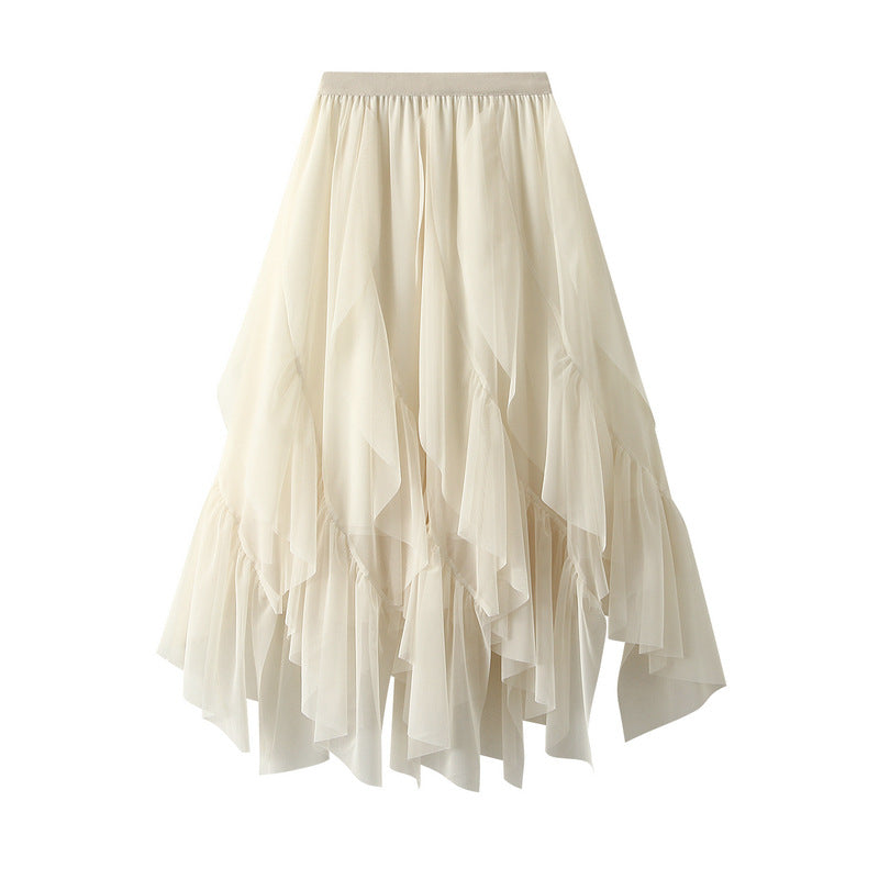 Maxi Skirt Ruffled Veil Skirt Women High Waist Petite Tulle Skirt