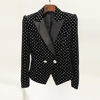  Velvet Blazer Goods Winter Star Lion Button Slim Dot Polka Dots