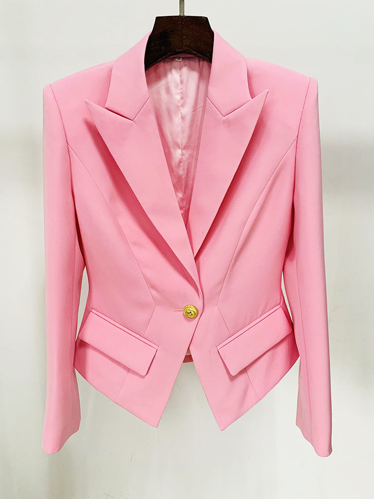  Blazer Jacket One Button Lion Buckle Slim Profile Blazer Jacket