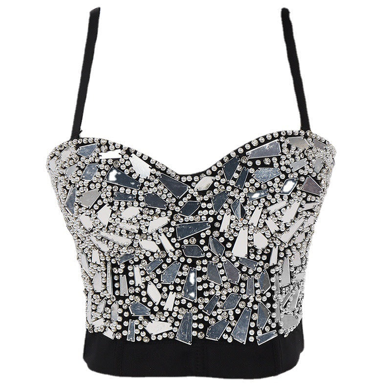 Clothes Glass Sequined Beaded Vest Female Wrapped Chest