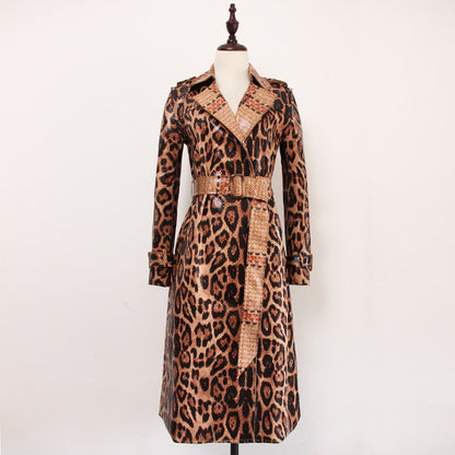 Coat Goods Springs Autumn Snakeskin Leopard Print Long Trench Goddess.