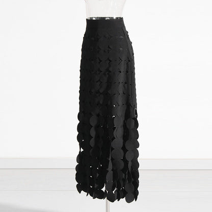 Skirt High Waist Dress Early Spring Stitching Wafer Tassel Skirt