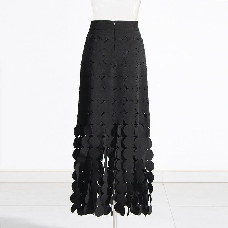 Skirt High Waist Dress Early Spring Stitching Wafer Tassel Skirt