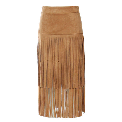 Skirt Winter Cowboy Wild Heavy Industry Tassel Mid Length Skirt 