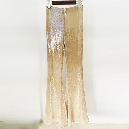 Goods Stars Transparent Sequ Glitter Slim Stretch Mesh Flare Trousers