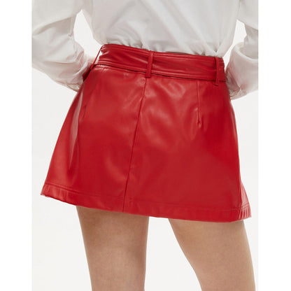 Mini Skirt Sexy Hipster Pleated Faux Leather Metallic Belt Skirt