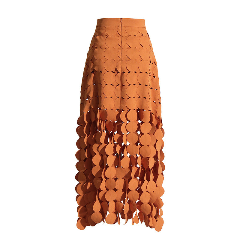 Skirt High Waist Dress Early Spring Stitching Wafer Tassel Skirt