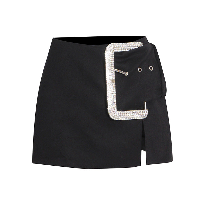 Sexy Skirt Autumn Drill Buckle Decorative Split Sexy Skirt Women