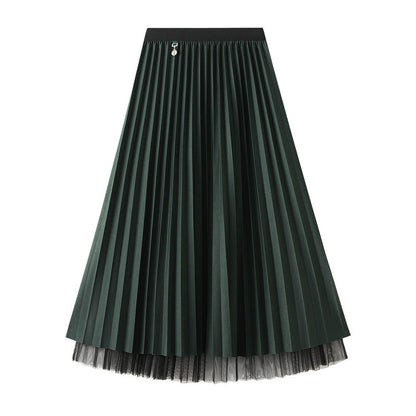 Skirt Double Sided Pleated Skirt A Line Skirt Belly Covering Skirt