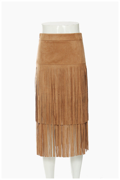 Skirt Winter Cowboy Wild Heavy Industry Tassel Mid Length Skirt 