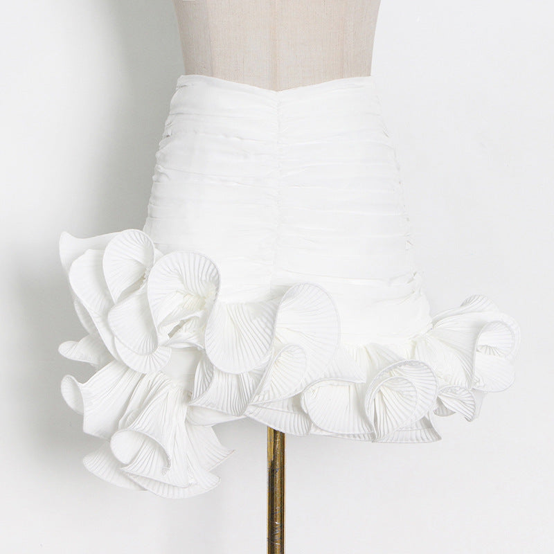 Skirt Design Pettiskirt Milky White Package Hip Stitching Skirt Women