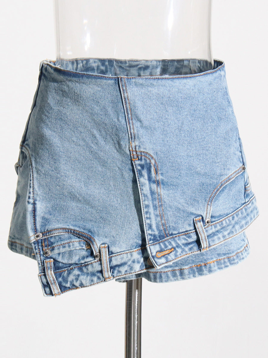  Denim Shorts Autumn High Waist Washed Worn Women Street Jeans 