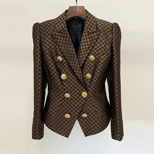 Blazer Jacket Good Early Spring Hem Lion Double Breasted Slim Jacquard