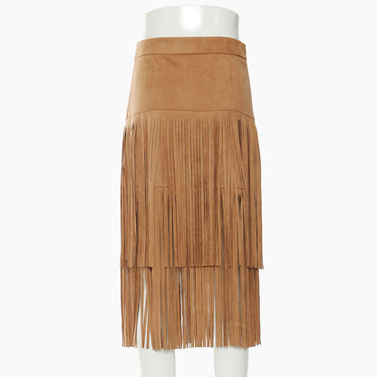 Skirt Winter Cowboy Wild Heavy Industry Tassel Mid Length Skirt 