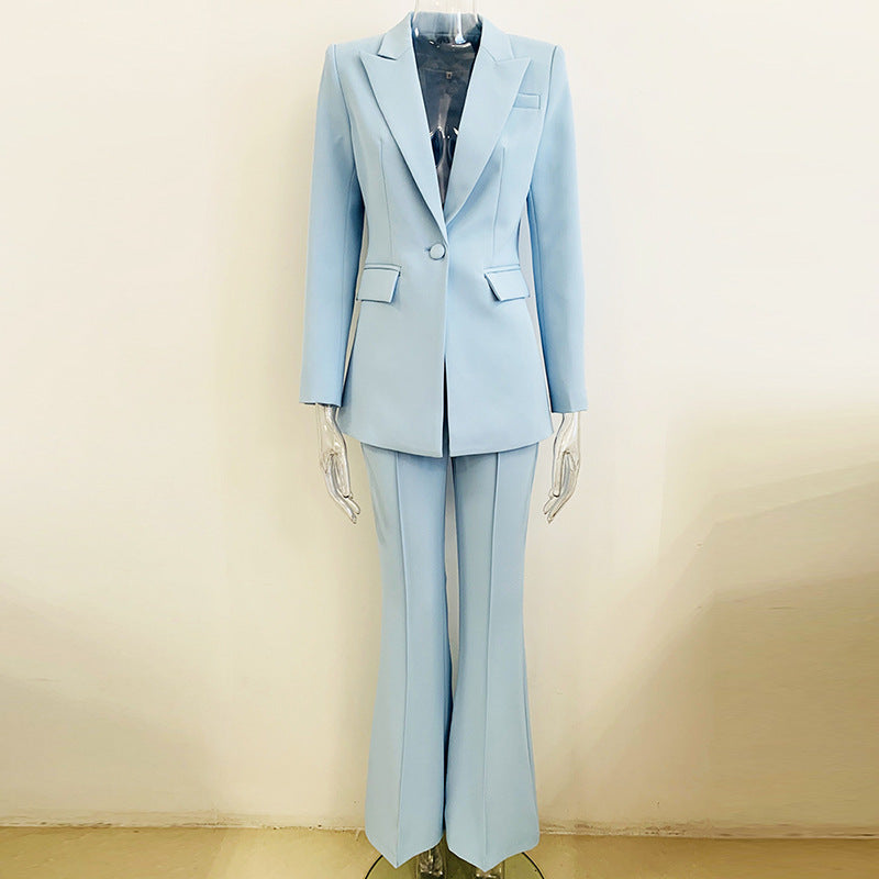 Business Wears Women Star One Button Cloth Cover Mid Length Suits Bell