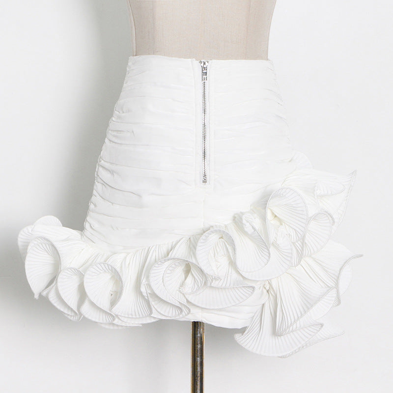 Skirt Design Pettiskirt Milky White Package Hip Stitching Skirt Women