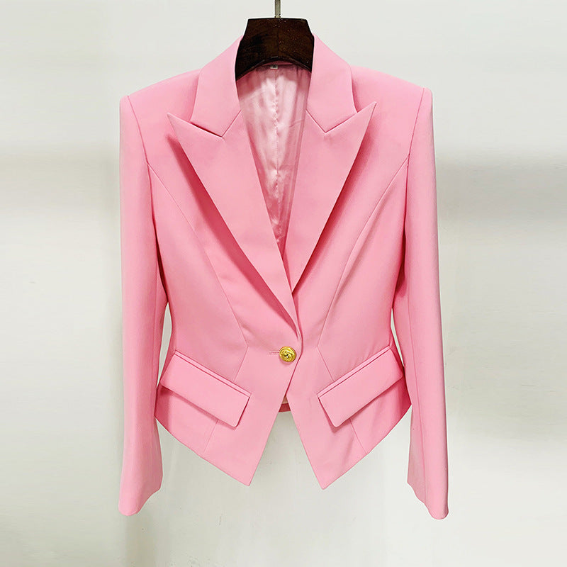  Blazer Jacket One Button Lion Buckle Slim Profile Blazer Jacket