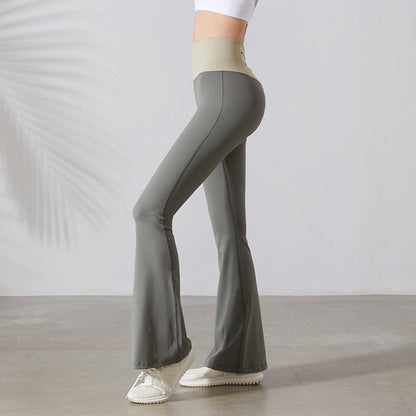 Fitness Trousers Nude Feel Stretch Yoga Bell-Bottom Pants Casual Pants