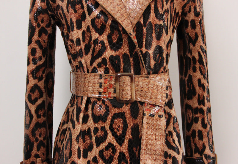 Coat Goods Springs Autumn Snakeskin Leopard Print Long Trench Goddess.