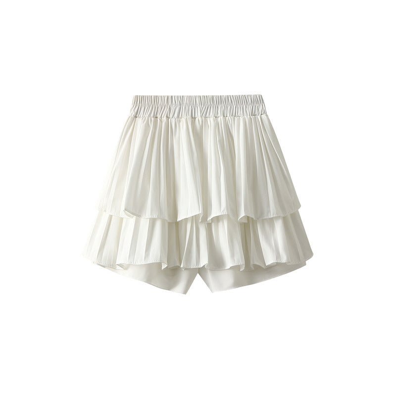 High Waist Skirt White Bubble Pleated Tiered Skirt Women A Line Skirt