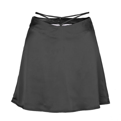 Zip Skirt  Sexy Satin Skirt cropped Lace-up Zip Skirt Women Clothing