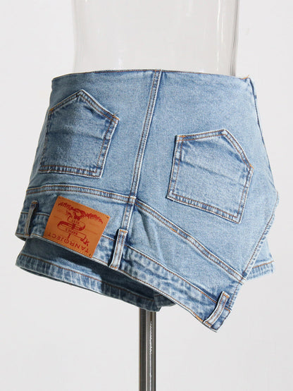  Denim Shorts Autumn High Waist Washed Worn Women Street Jeans 